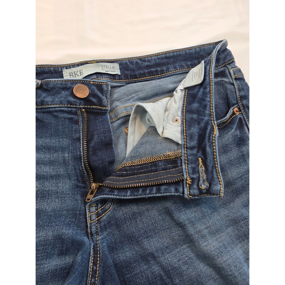 BKE Stella Low Rise Ankle Skinny Jeans Medium Wash Distressed Hem 31 - Picture 2 of 14